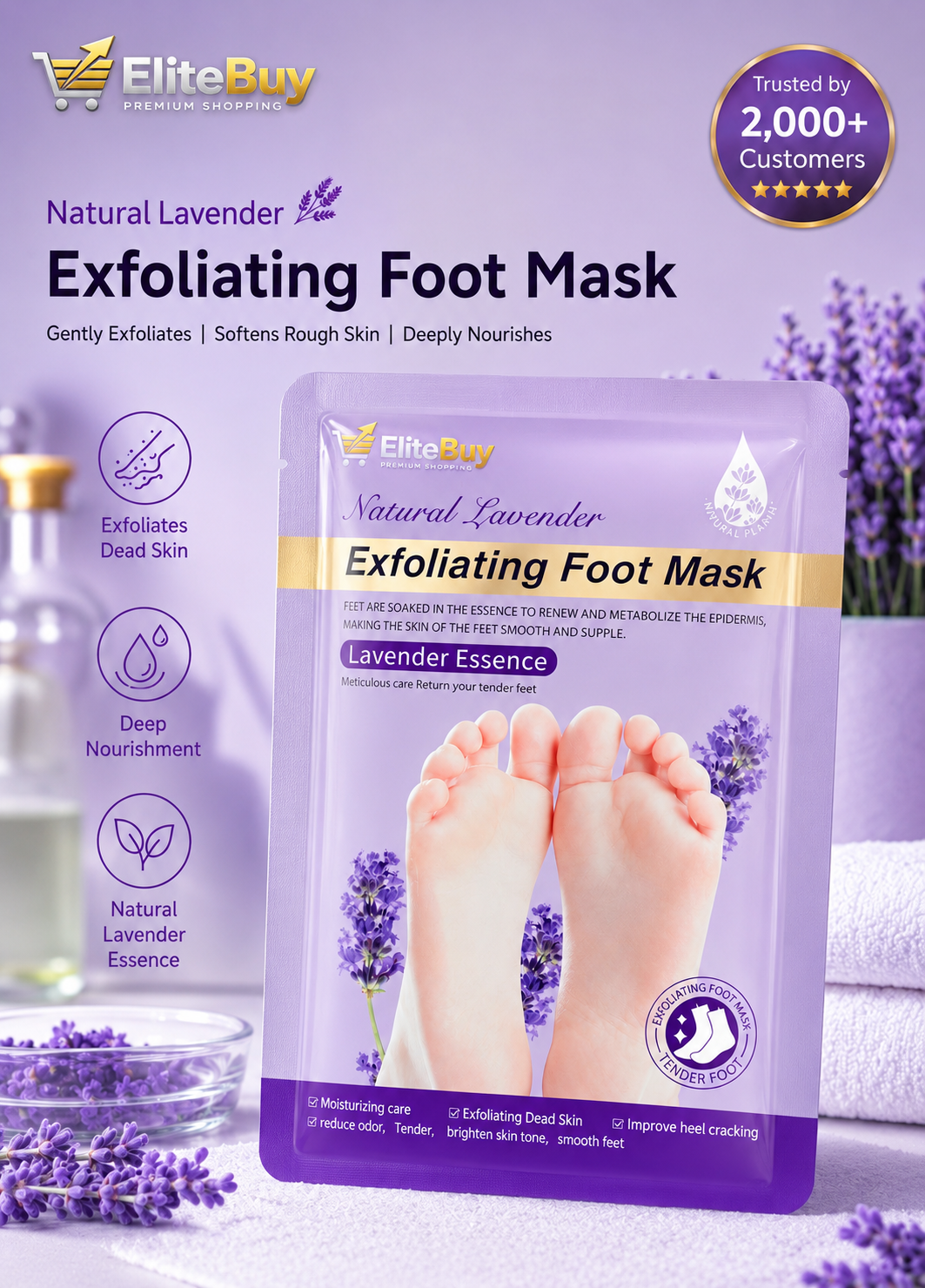 Elitebuy™ Natural Lavender Foot Peeling Mask