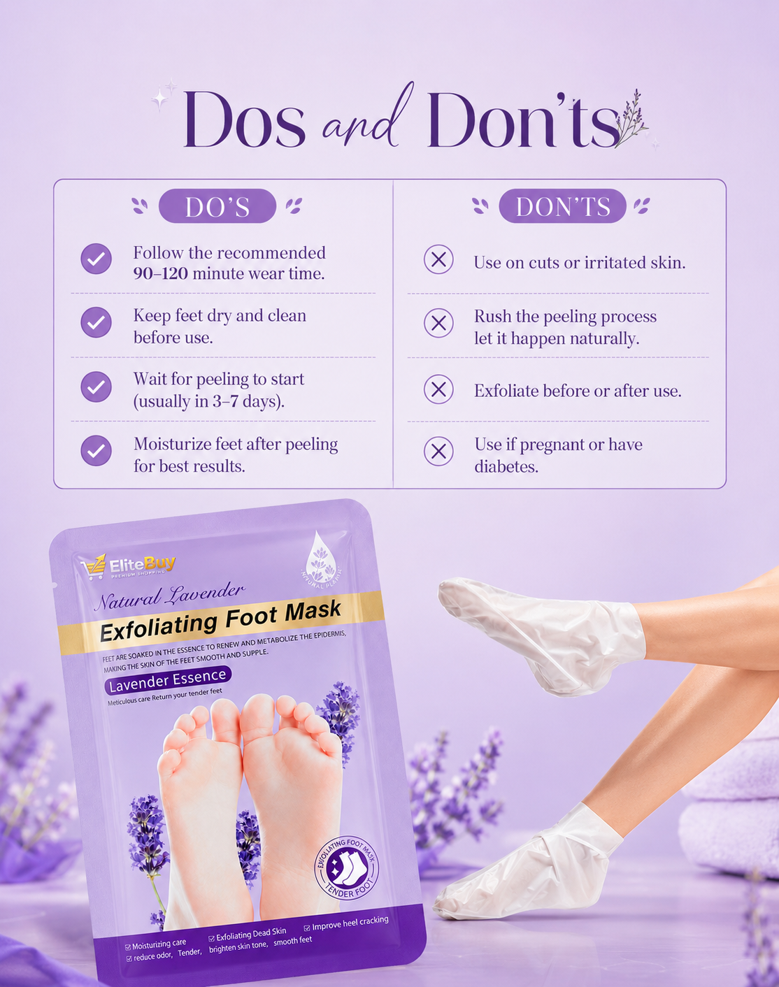 Elitebuy™ Natural Lavender Foot Peeling Mask