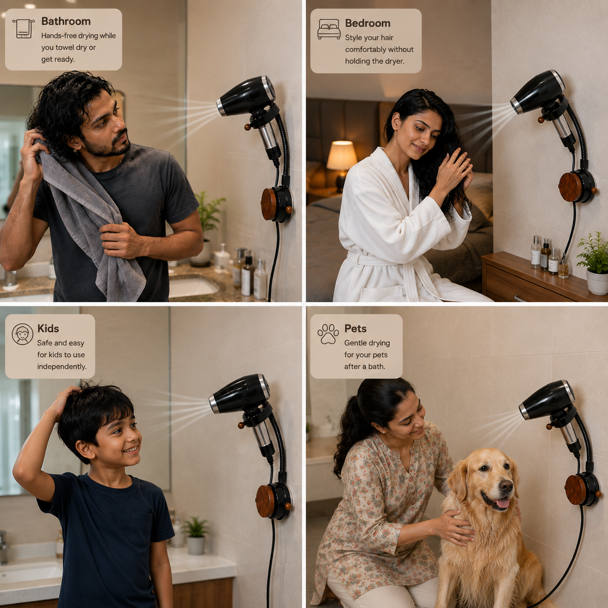 HandsFree™ 360 Degree Hair Dryer Holder